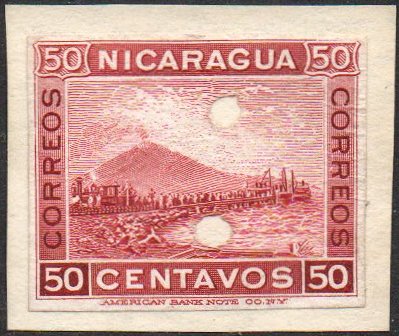 timbres-poste sellos postales stamps Nicaragua Momotombo Volcano & Train 6c Sunken Die Proof